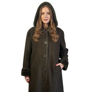 TRADITION PLUS GREEN FOREST FAUX SHEARLING HOODED COAT PLUS SIZE 16W WOMAN
